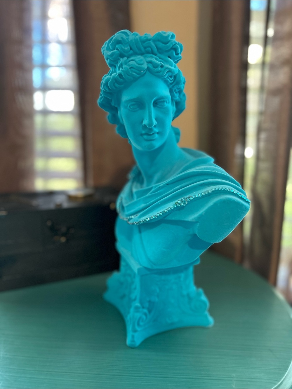 Blue Bust Sculpture Statue Figurine - 12”
